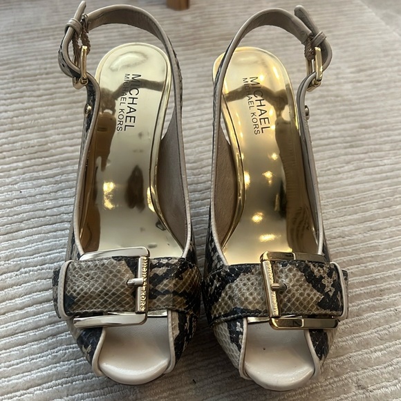 Michael Kors Shoes - Michael Kors Snakeskin Peep-Toe Heels